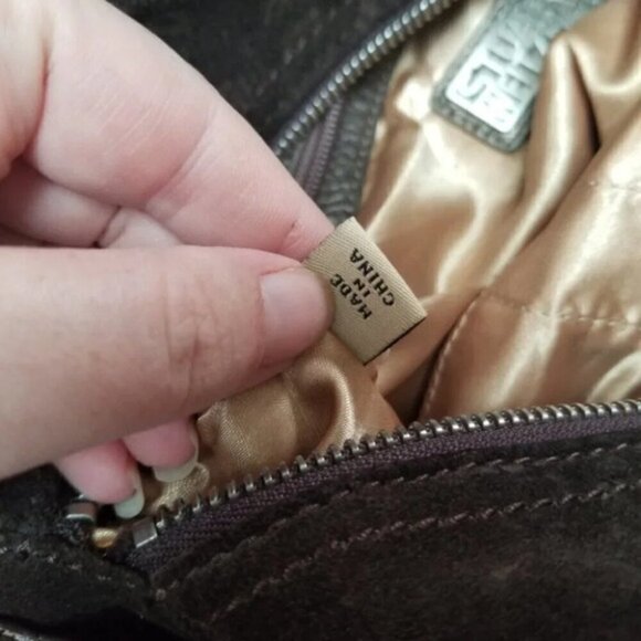 Stuart Weitzman Brown Leather Suede Woven Braided Handle Purse - Picture 14 of 16